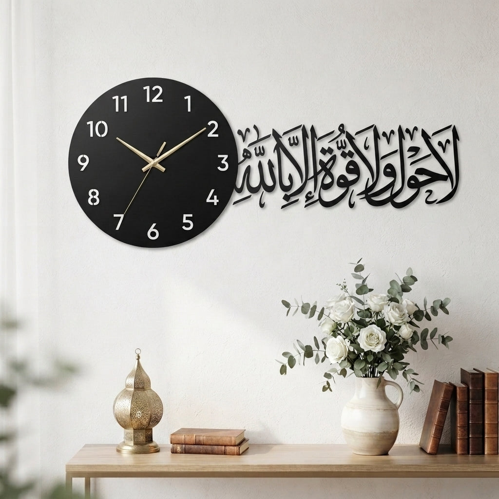 La Hawla Wa La Quwwata Illa Billah Islamic Wall Clock (zs412)